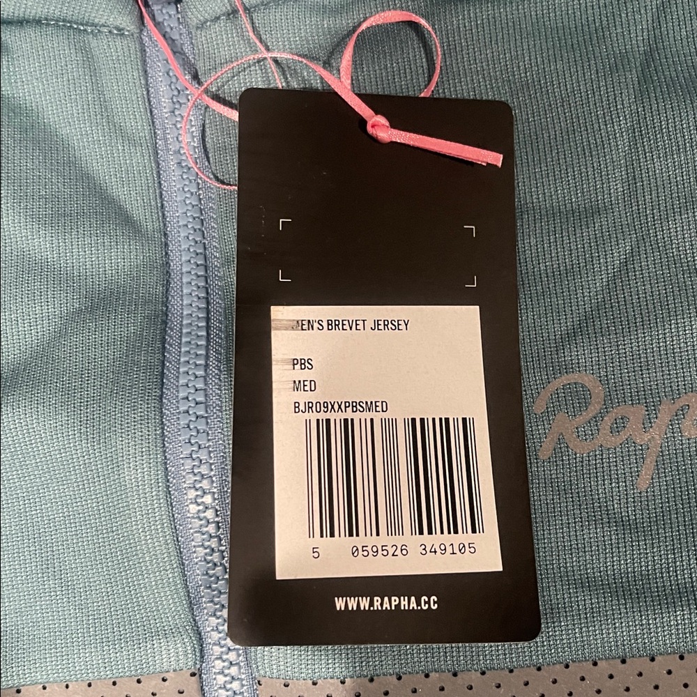 Rapha Light Teal Short Sleeve Cycling Jersey with Reflective Stripes - Picture 4 of 6